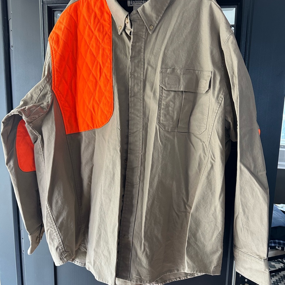Duluth Trading Co Tan and Hunters Orange Shirt Jacket